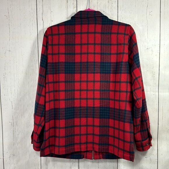 Lauren Ralph Lauren 100% Lambswool Plaid Pullover Shirt Jacket Red Navy Tartan - Picture 15 of 15